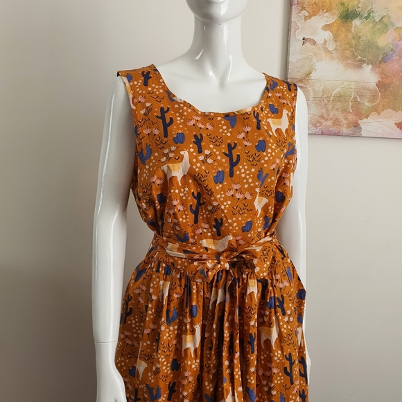 NWT Princess Highway Size 14 Llama Print Fit and Flare Dress with Pockets - Picture 8 of 15